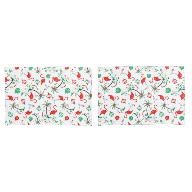 Housse D'oreillers Flamant rose de Noël rouge Ensemble multi-oreiller (devant-Set)