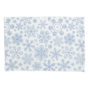 Housse D'oreillers Fléchettes de neige grises sur blanc
