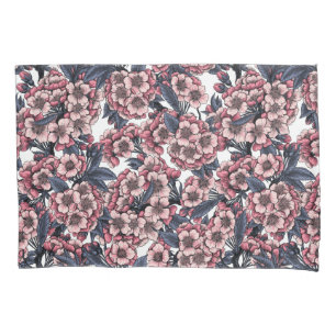 Housse D'oreillers Fleur de cerisier rose et bleu