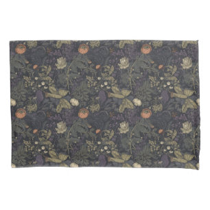 Housse D'oreillers Fleur de William Morris sombre et vintage