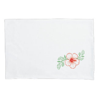 Housse D'oreillers Fleur d'Hibiscus avec feuilles