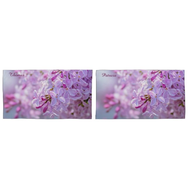 Housse D'oreillers Fleur lilas rose (devant-Set)