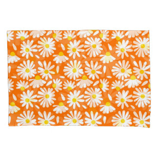 Housse D'oreillers Fleur marguerite rétro : orange vintage.