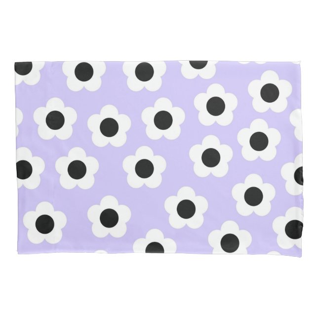 Housse D'oreillers Fleur noire et blanche mignonne avec Arrière - pla (devant)