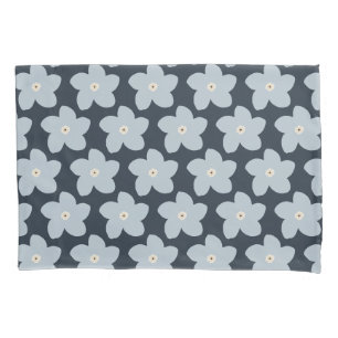 Housse D'oreillers Fleur Rétro Bleu Clair Et Navy