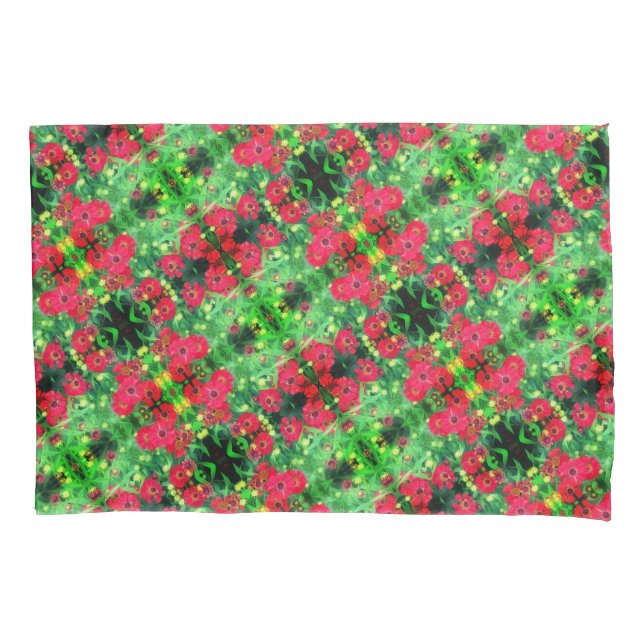 Housse D'oreillers Fleur rouge Zinnia de fond Motif Abstrait (devant)