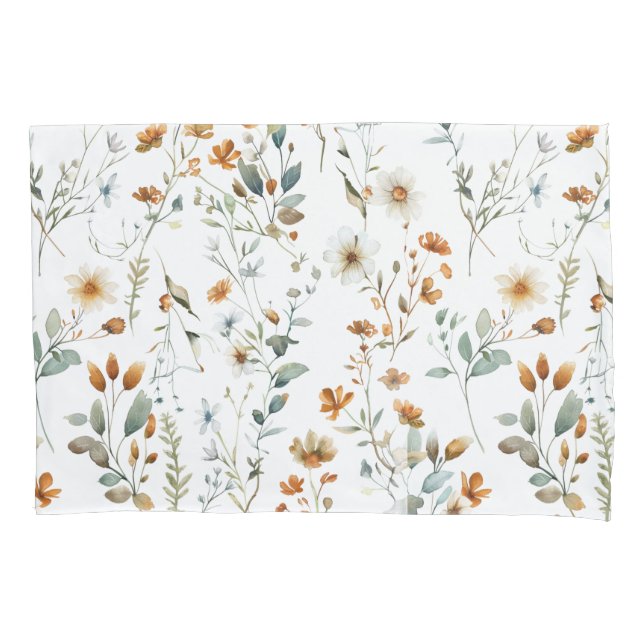 Housse D'oreillers Fleur sauvage aquarelle (devant)