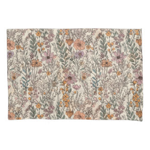 Housse D'oreillers Fleur sauvage d'aquarelle Floral