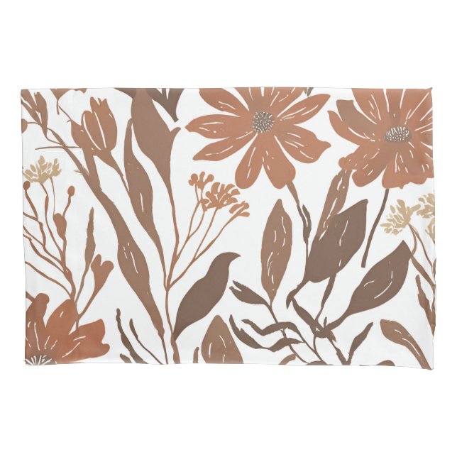 Housse D'oreillers Fleur sauvage en terre cuite Boho Rustique Décor D (devant)