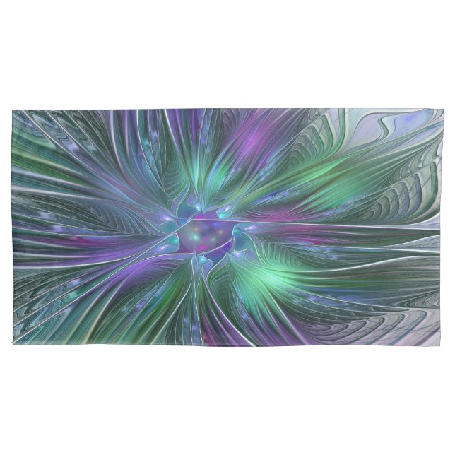 Housse D'oreillers Fleur vert violet Art Abstrait moderne Fractal (devant)