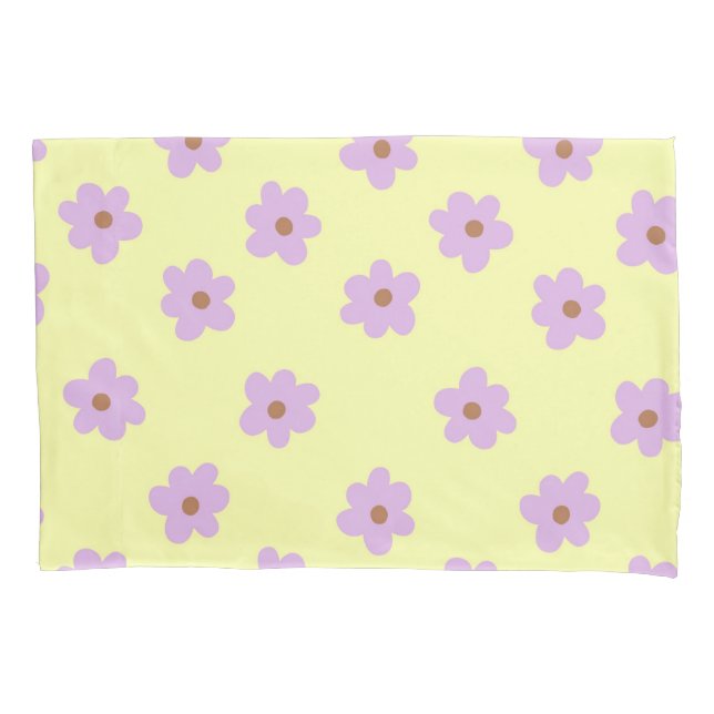 Housse D'oreillers Fleuron jaune violet rétro Y2K Pastel Blossom (devant)