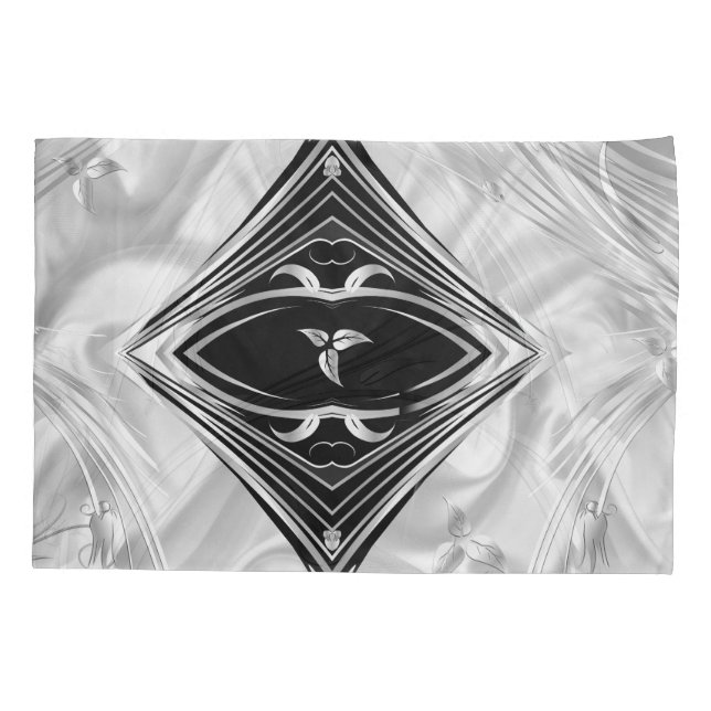 Housse D'oreillers Fleurs Abstraites d'argent ou d'or sur - Silk & Ar (Dos)