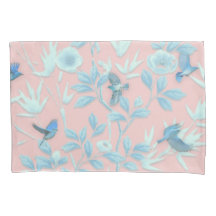 fleurs bleues et oiseau, couleur rose clair Arrièr