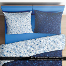 Fleurs bleues marine esthétique réversible