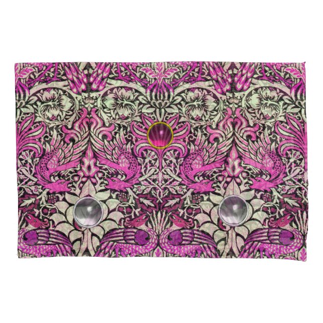 HOUSSE D'OREILLERS FLEURS, COQUES DE PAIX, DRAGONS, PIERRES D'OBJET B (devant-gauche)