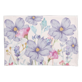 Housse D'oreillers Fleurs d'aquarelle douce Rose et violet