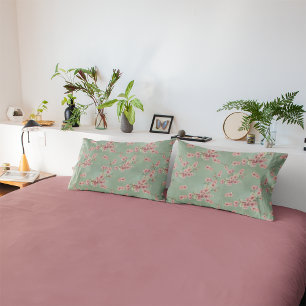 Housse D'oreillers Fleurs de cerisiers en rose et Turquoise