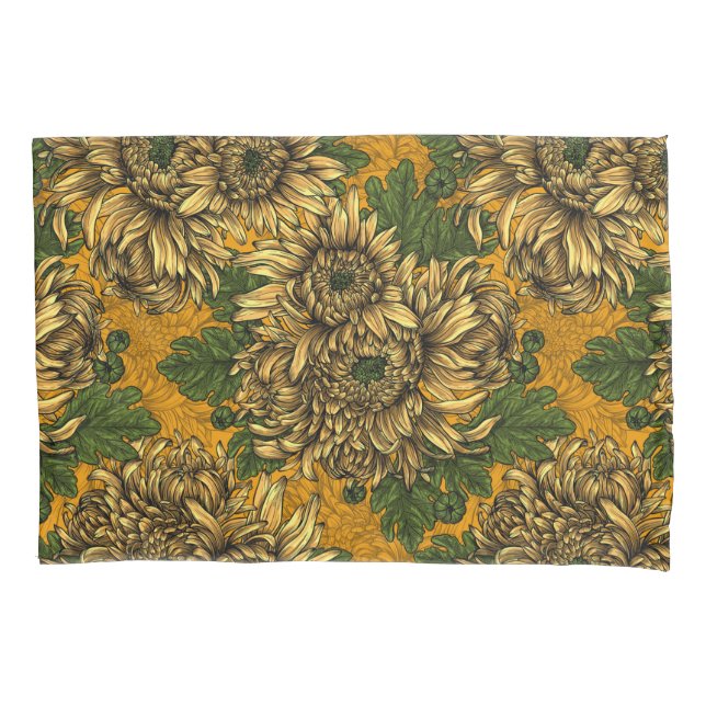 Housse D'oreillers Fleurs de chrysanthème jaune (devant)