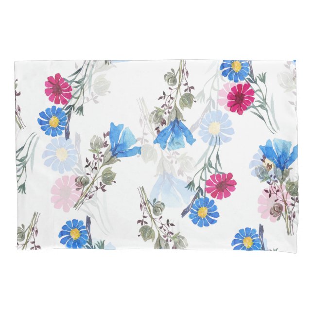 Housse D'oreillers Fleurs de printemps rose Aquarelle Botanique (devant)