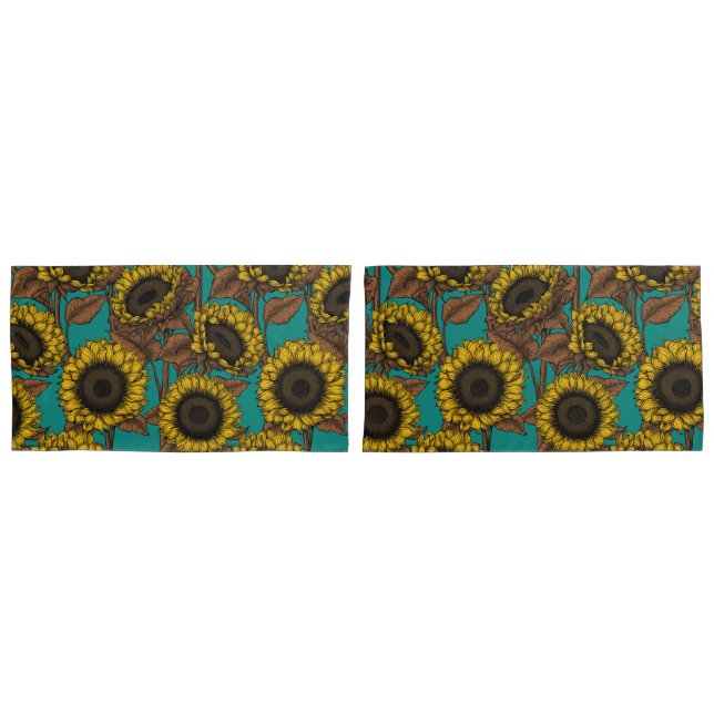 Housse D'oreillers Fleurs de soleil (devant-Set)