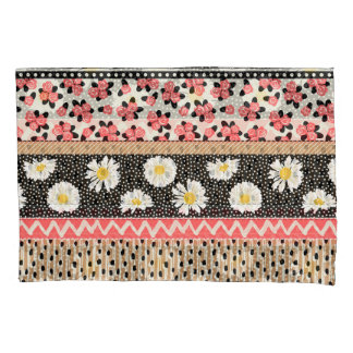 Housse D'oreillers Fleurs décoratives : Patchwork Tile Motif