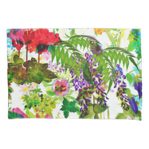 Housse D'oreillers Fleurs d'été Meadow Jardin botanique Aquarelle