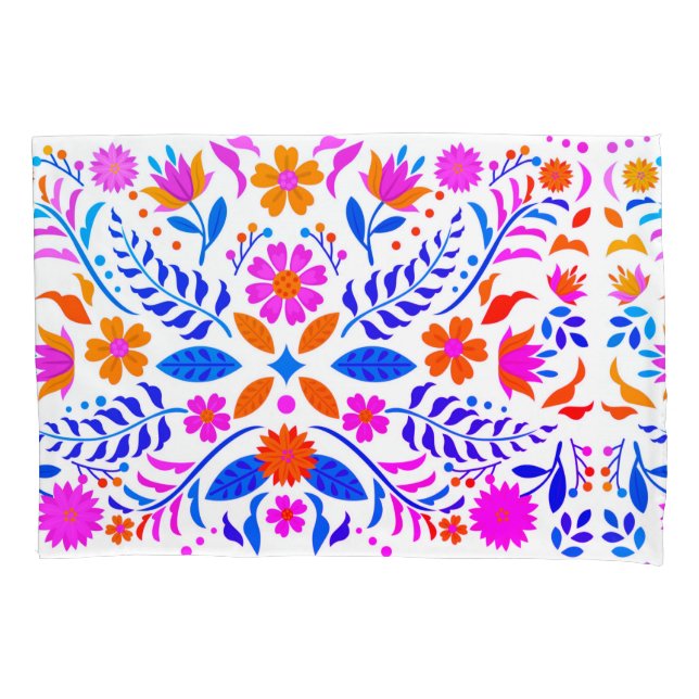Housse D'oreillers Fleurs Et Feuilles Mexicains  (devant)