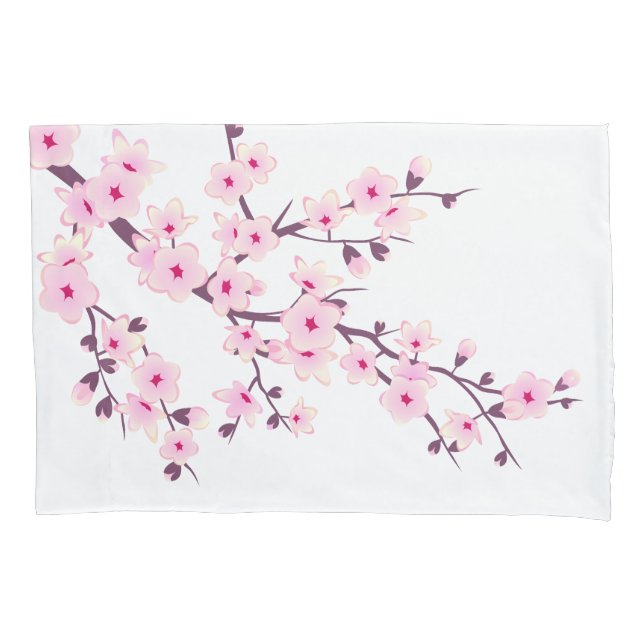 Housse D'oreillers Fleurs florales de cerisier rose blanc (devant)