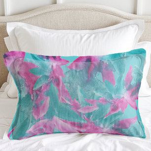 Housse D'oreillers Fleurs hawaïennes Abstraites turquoise rose