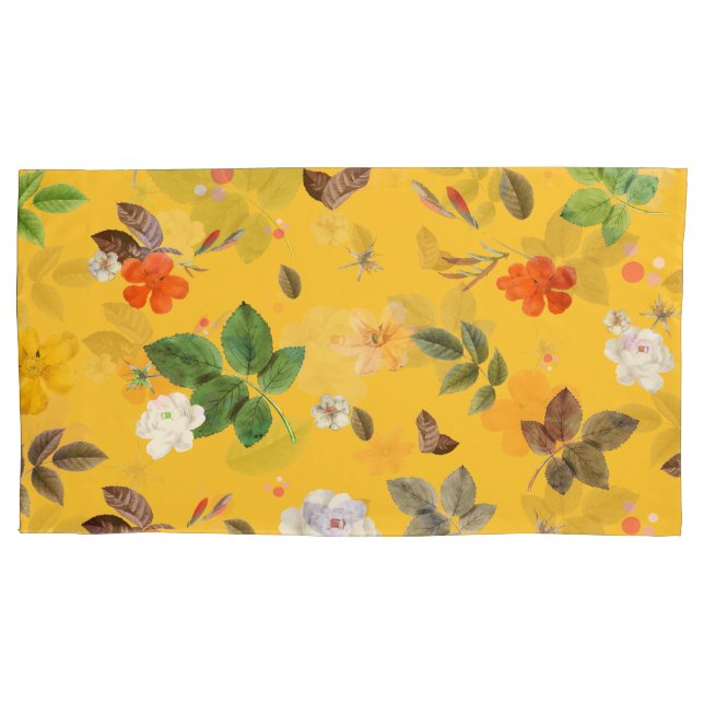Housse D'oreillers Fleurs jaunes et roses blanches 10 (devant)