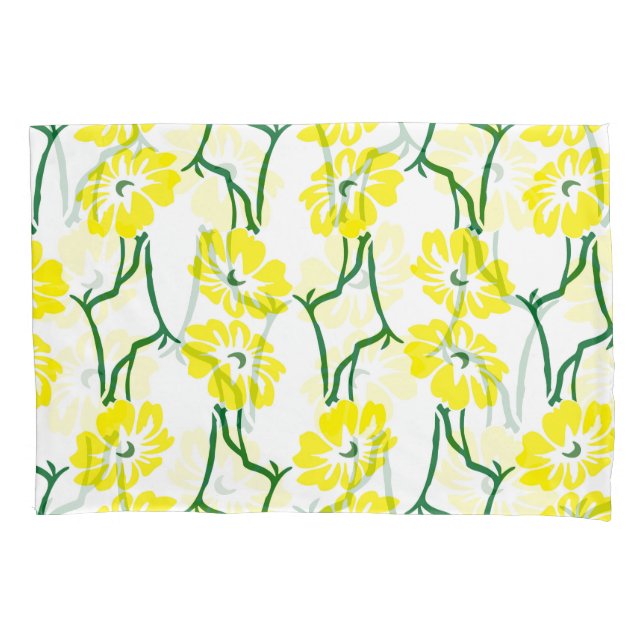 Housse D'oreillers Fleurs Jaunes : Motif sans couture illustré (devant)