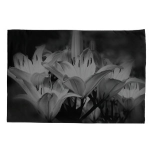 Housse D'oreillers Fleurs Lys En Noir Et Blanc