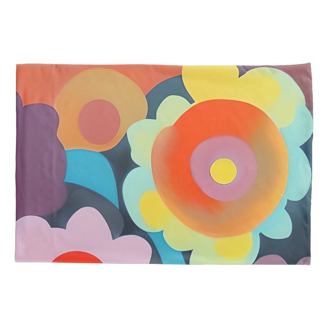 Housse D'oreillers Fleurs mod rétro (Dos)