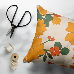Housse D'oreillers Fleurs Oranges, Motif Floral, Motif De Fleurs