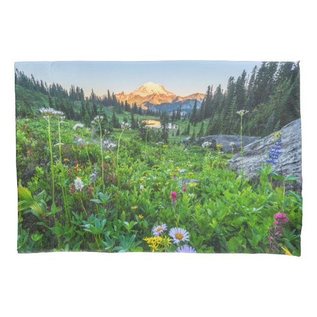 Housse D'oreillers Fleurs | Parc national du Mont Rainier (devant)