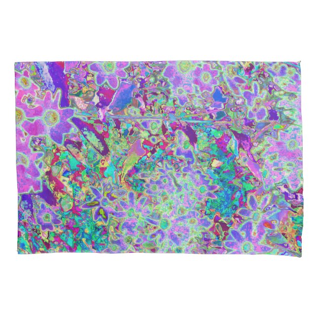 Housse D'oreillers Fleurs roses et violettes Abstraites (devant)