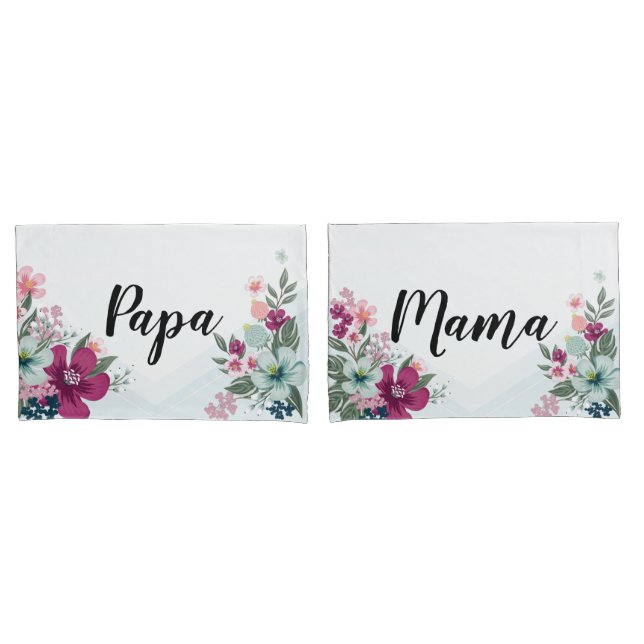 Housse D'oreillers Fleurs tropicales Coussins personnalisées sur bleu (devant-Set)