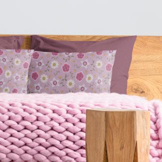 Housse D'oreillers Floral rose moderne Dianthus & Daisy Drawn main