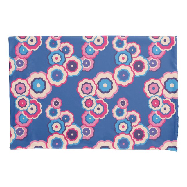 Housse D'oreillers Flore bleu rétro (devant)