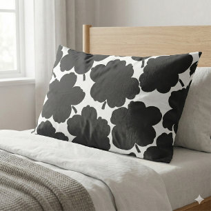Housse D'oreillers Flore gras monochrome noir et blanc