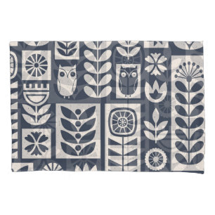 Housse D'oreillers Flore scandinave : Blanc, Bleu, Minimaliste.