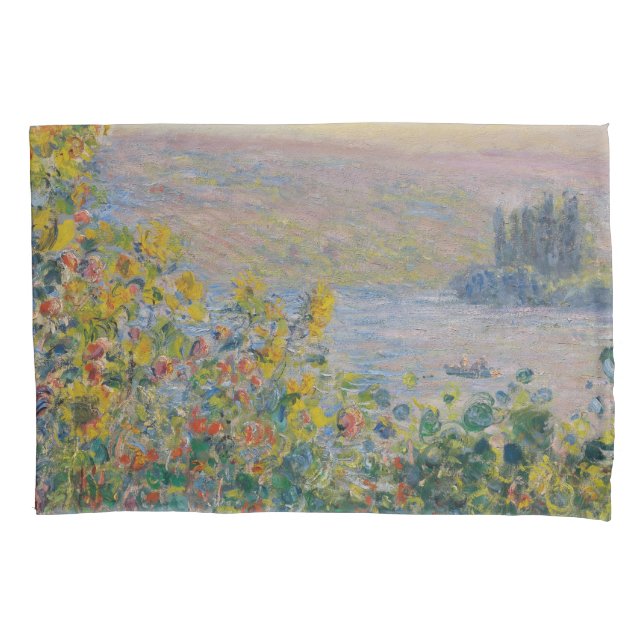 Housse D'oreillers Flower Beds at Vétheuil, Impressionist Landscape (devant)