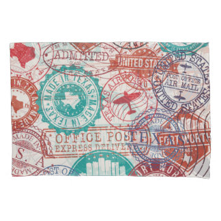 Housse D'oreillers Fort Worth Texas : timbres de voyage.