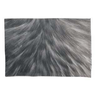 Housse D'oreillers Fourrure Faux de luxe Imprimé noir Gris Mink Chev