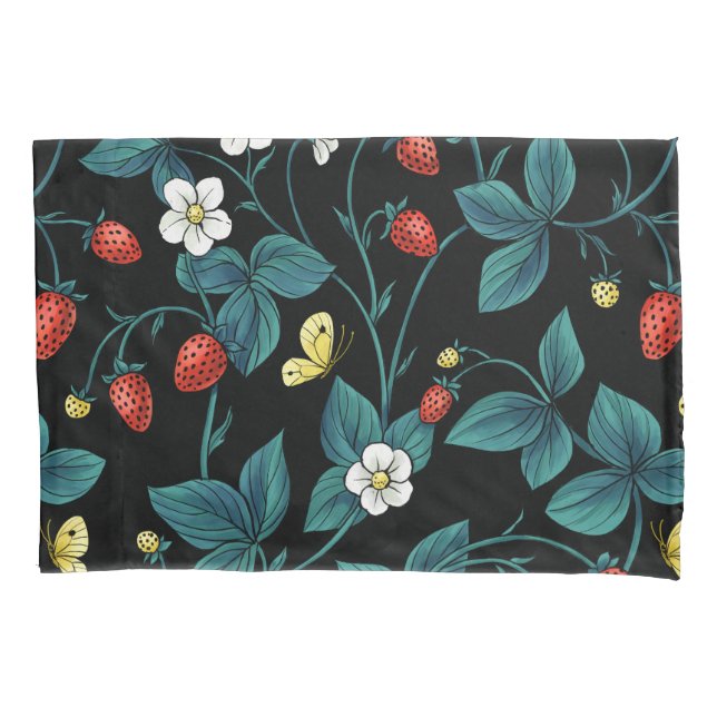Housse D'oreillers Fraises sauvages rouge/jaune/bleu/noir (devant-gauche)