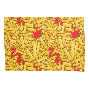 Housse D'oreillers Fries françaises et sauce rouge Ketchup Nouveauté