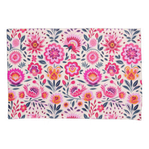 Housse D'oreillers Fuchsia rose Fleurs mexicaines Motif Floral