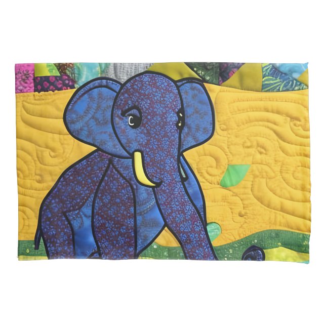 Housse D'oreillers Fun Baby Elephant - Quilt Like Design (devant)