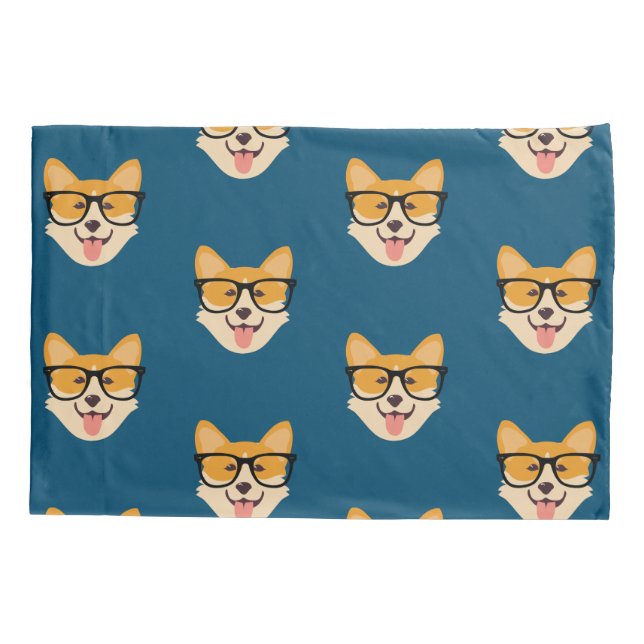 Housse D'oreillers Funny Hipster Corgi Motif (Dos)