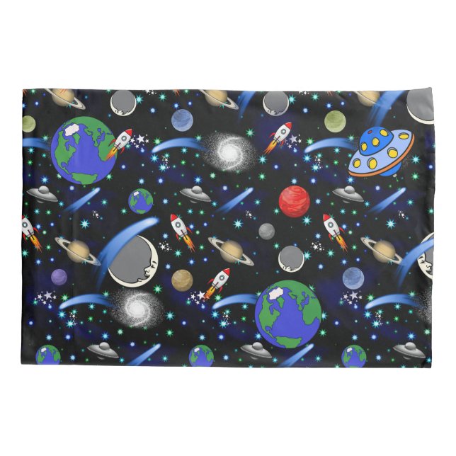 Housse D'oreillers Galaxy Universe - Planètes, Étoiles, Comètes, Rock (Dos)